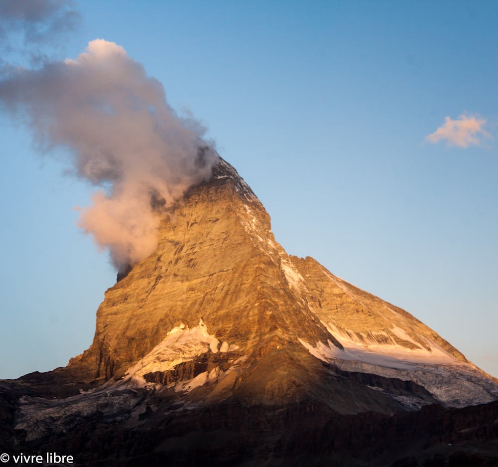 Matterhorn, in very dry conditions at dawn