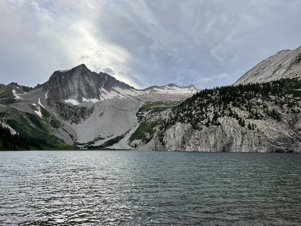 View of Snowmass Mountain from the shore of Snowmass Lake