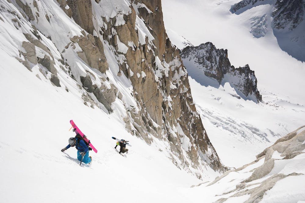 Climbing up the middle of the couloir in March 2017