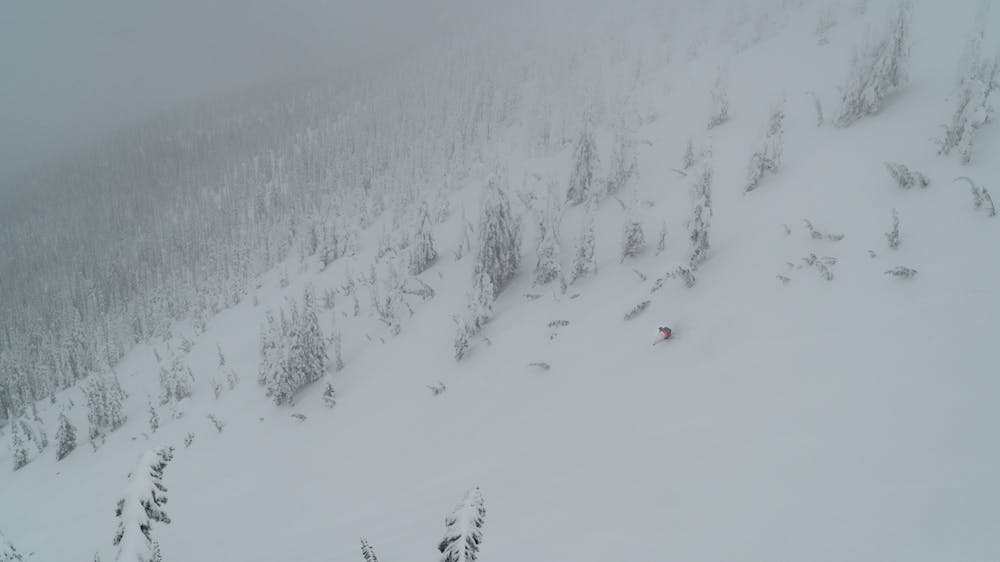 Freddy descending the Mcgill Main Chute in poor visibility
