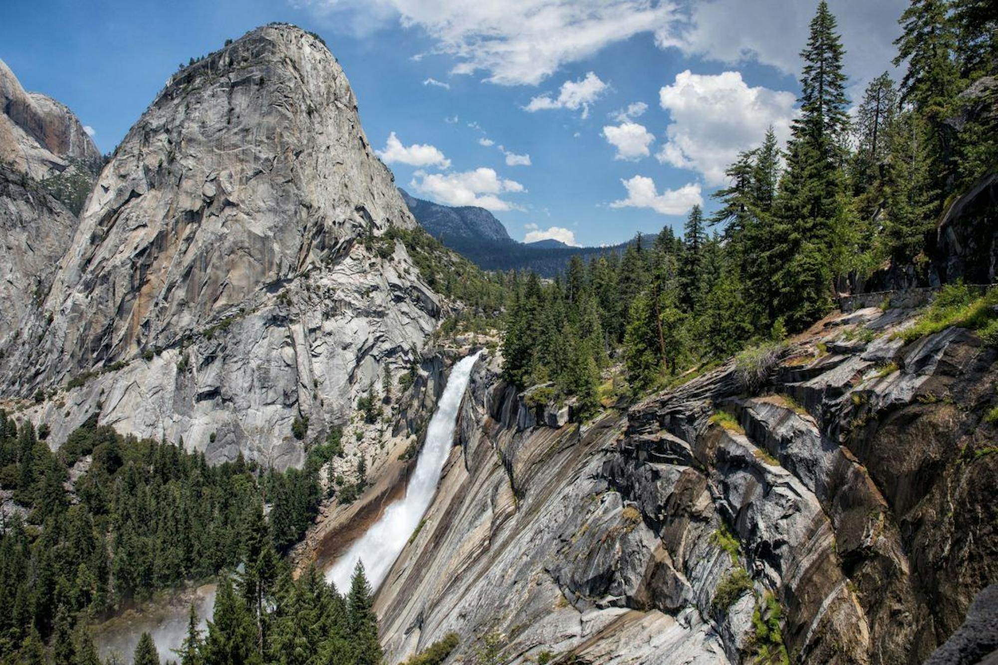 Vernal Falls with Half Dome in background