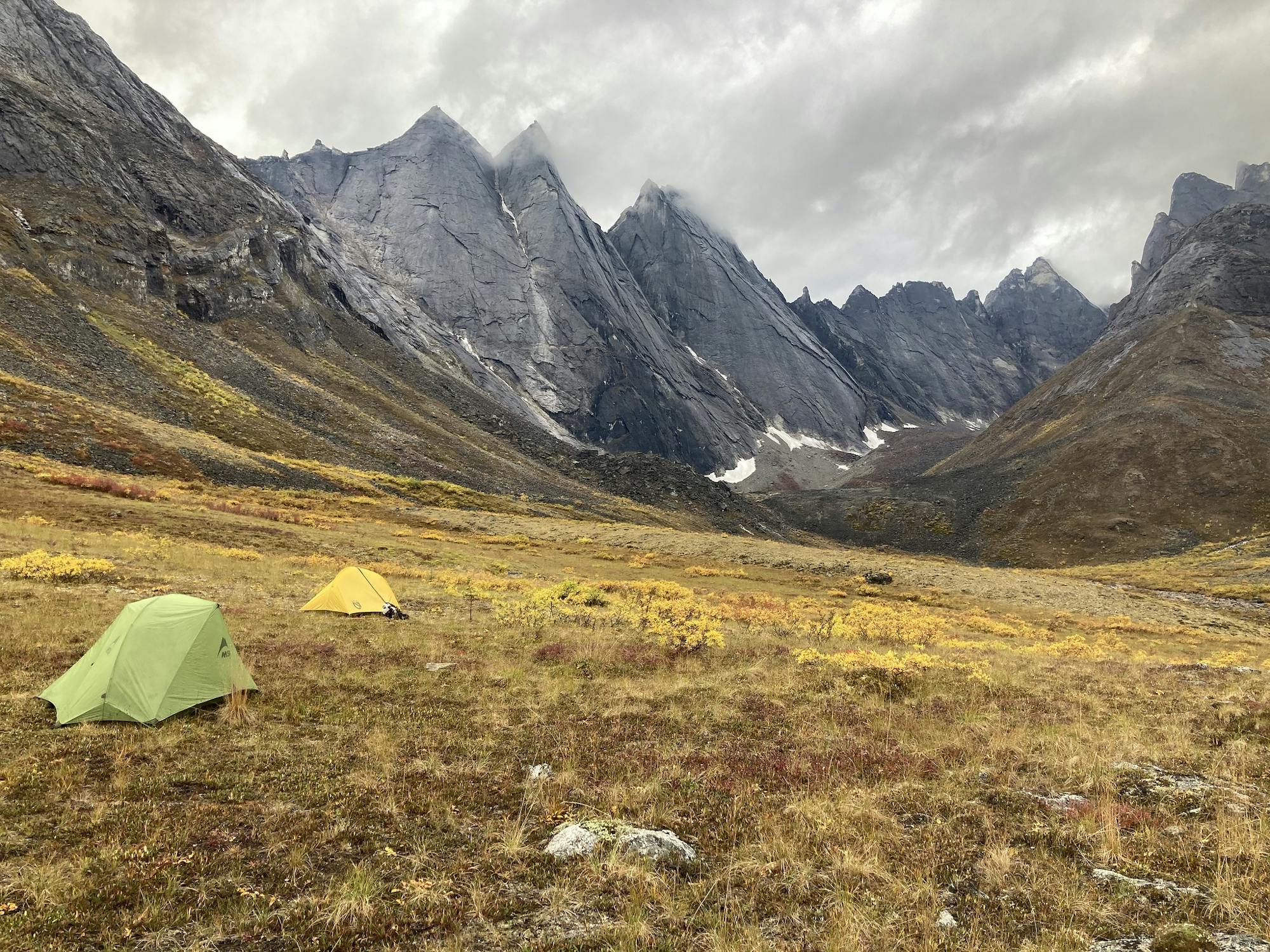 Tents near Arrigetch Creek at the mouth of Aquarius Valley