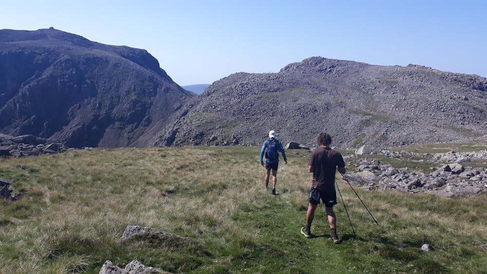 Approaching Broad Crag and Scafell Pike