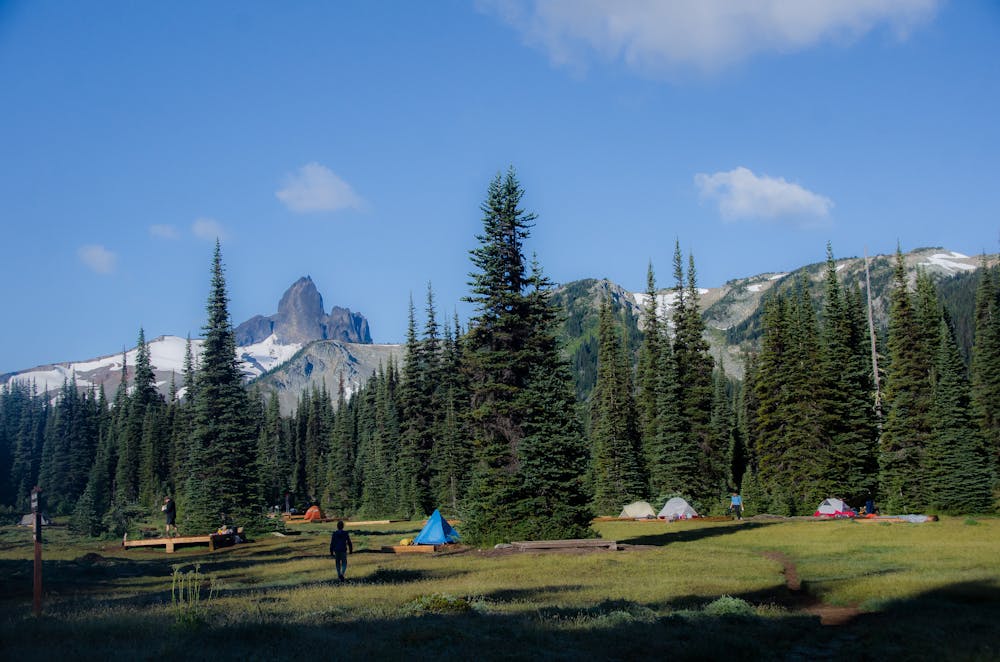 Helm Creek Campsite with Black Tusk in the background