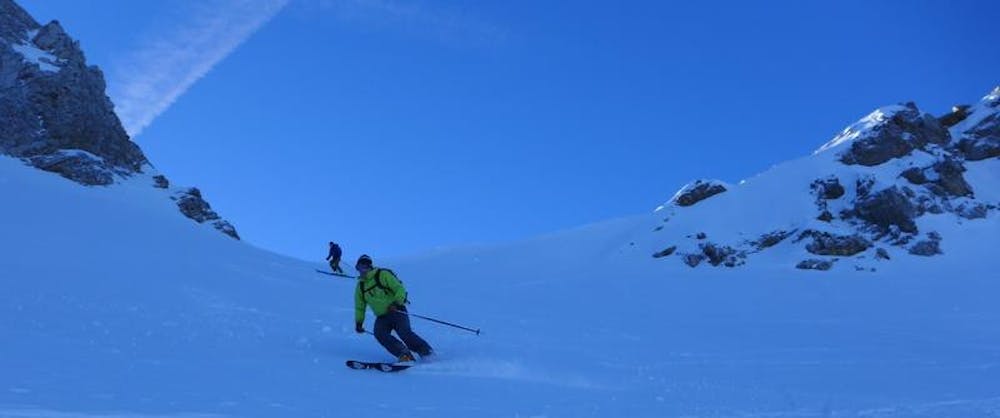Skiing down from La Tournette.