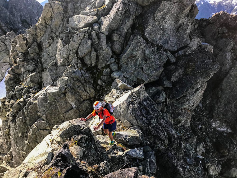 Eric climbing on the slopes of Ionia Peak.