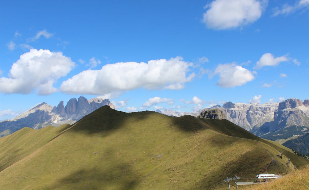 View of Su L'Aut  and Col Bel from Sas de Porcel (2490m), just above Sella Brunech chairlift station