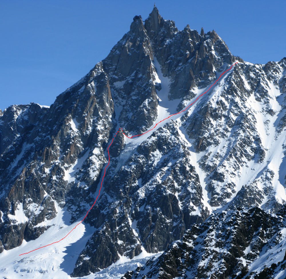Line of the Rond into West Couloir variation 