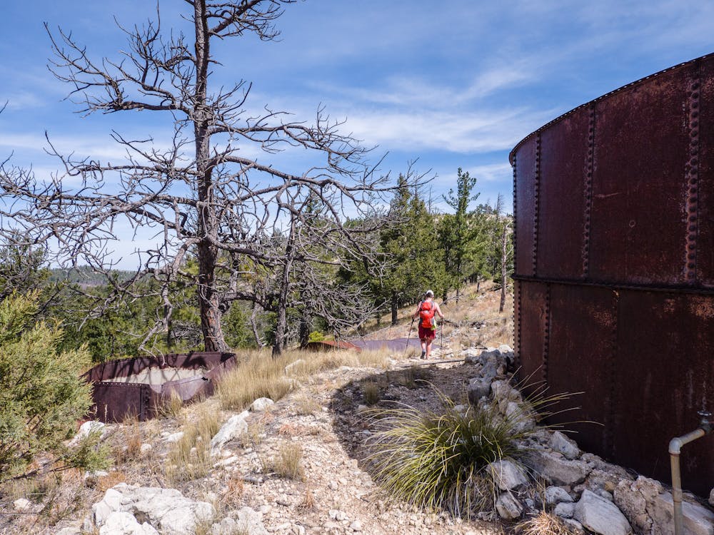 A water tank at the top of the Bear Canyon trail. Once used to water cattle.