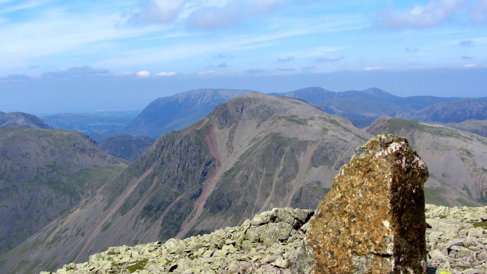 The summit stone on Broad Crag