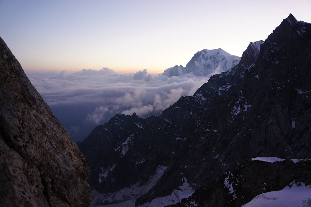 Sunrise over Mont Blanc as seen from the route.