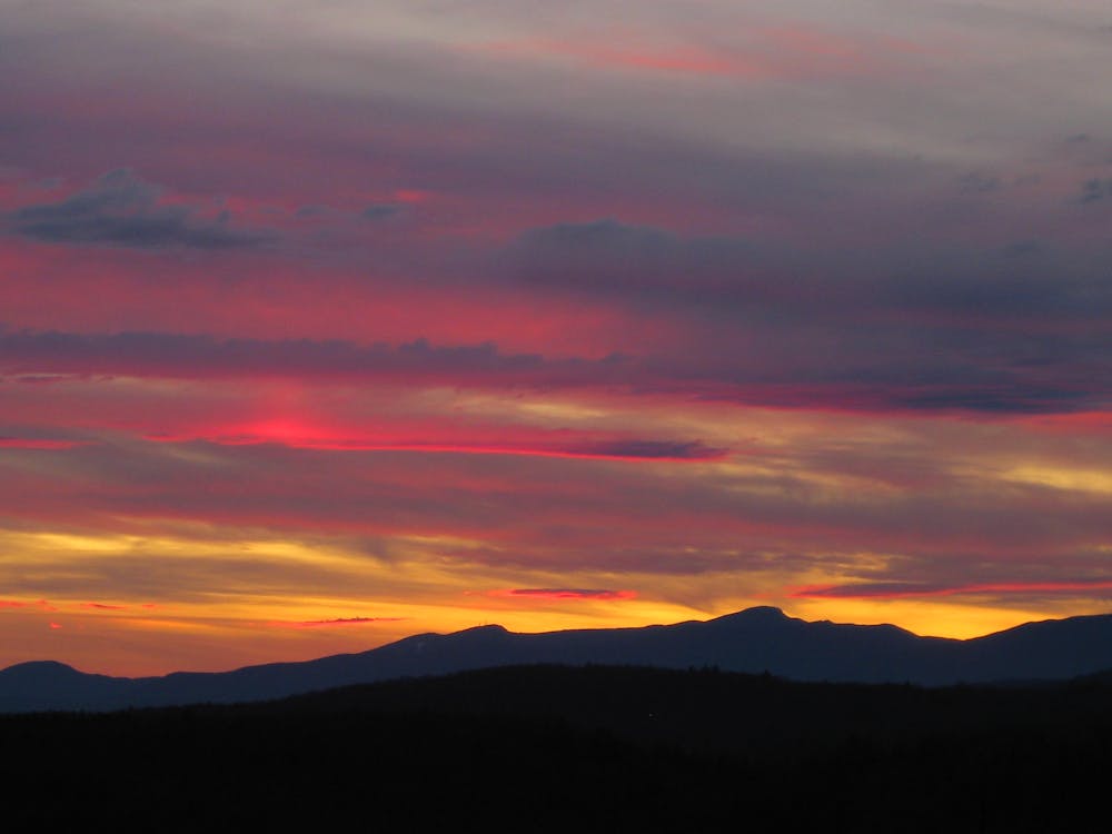 View of Mount Mansfield at sunset