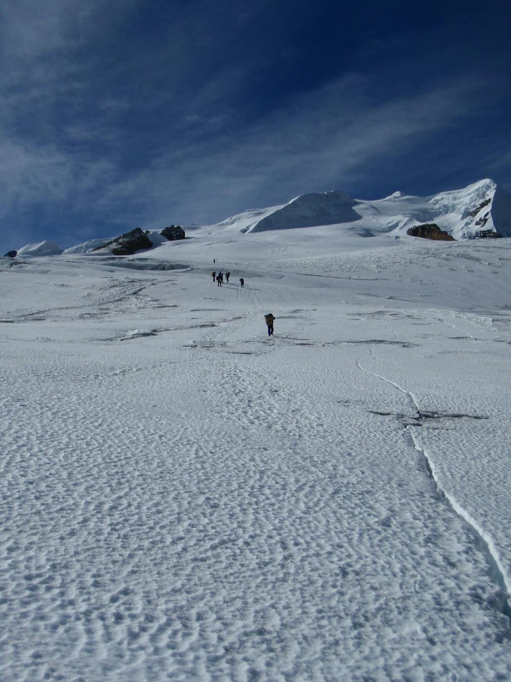 Heading up the lower section of the glacier