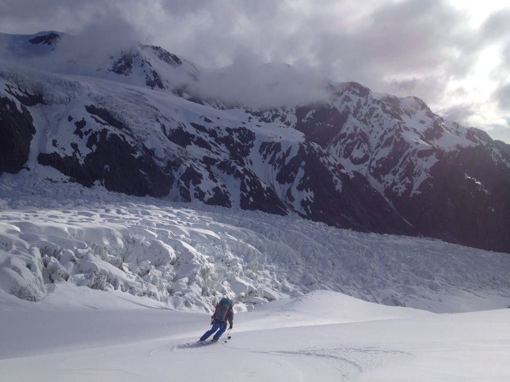 Skiing next to the Toe of the Fox Glacier