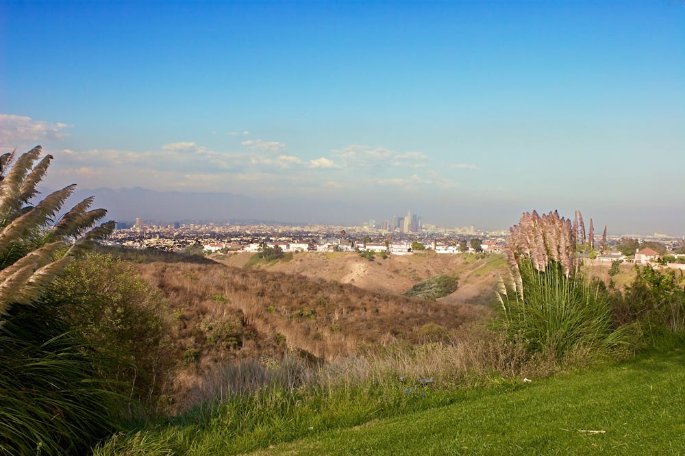 View of Los Angeles skyline from Kenneth Hahn Park