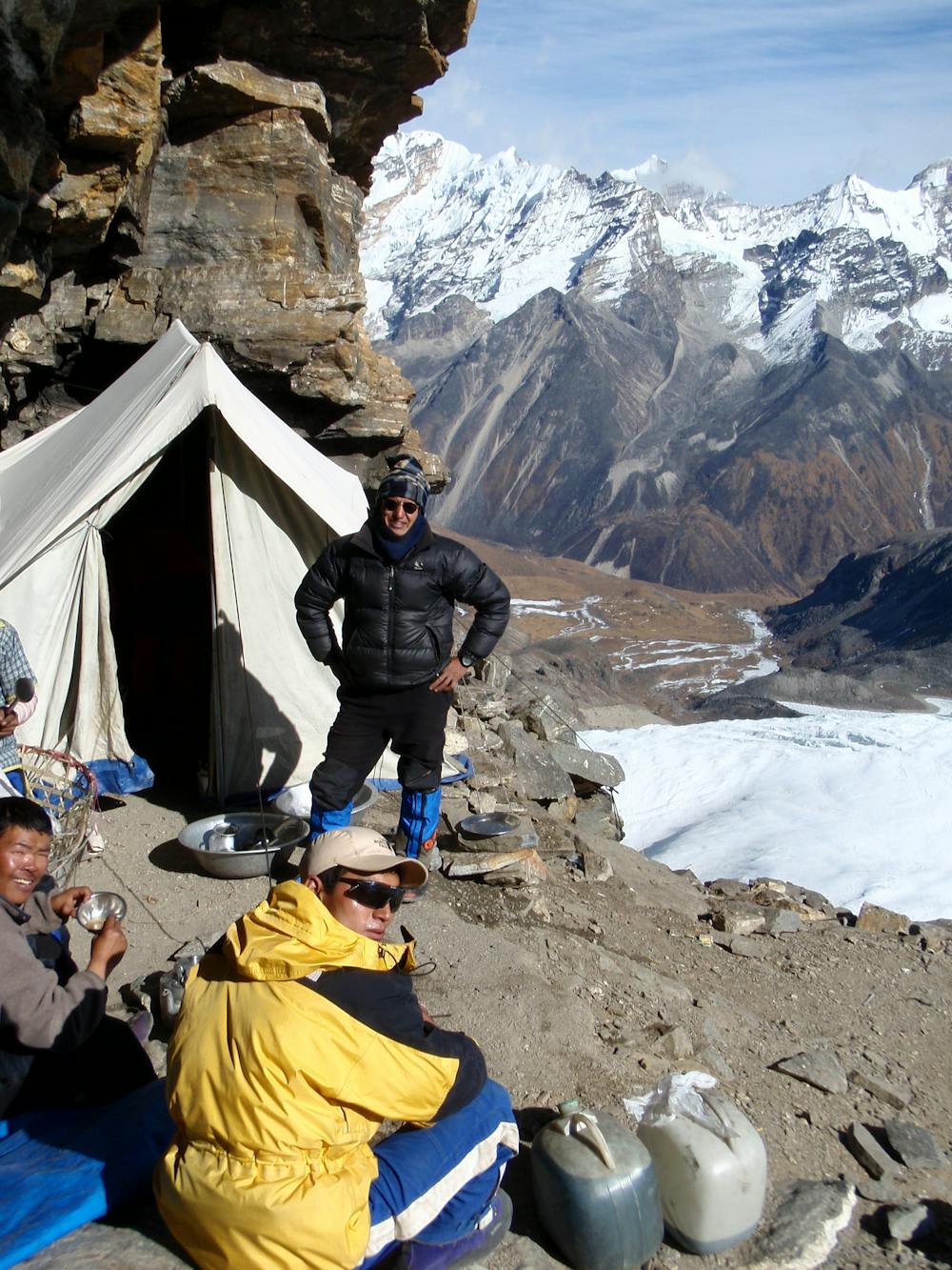 Outside the cook tent at high camp