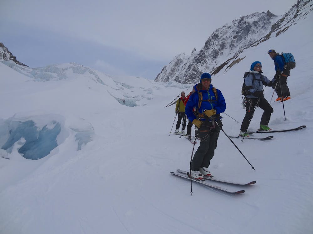 Descent after Col Tour Noir down by the side of the Argentiere Glacier