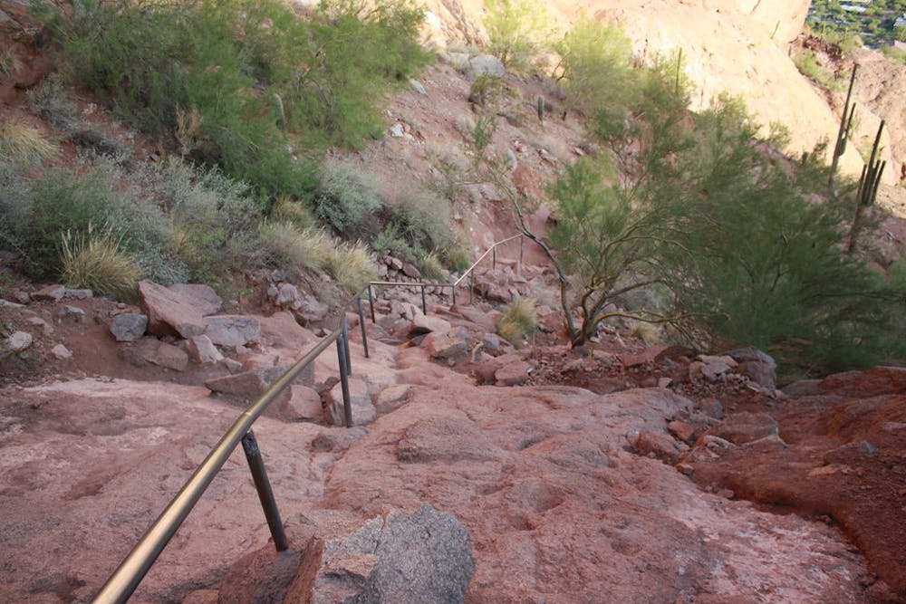 Handrail along a particularly steep section