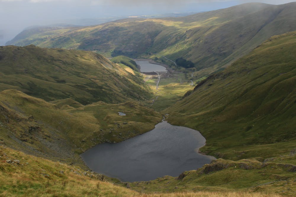 Haweswater in the valley with Small water above. 