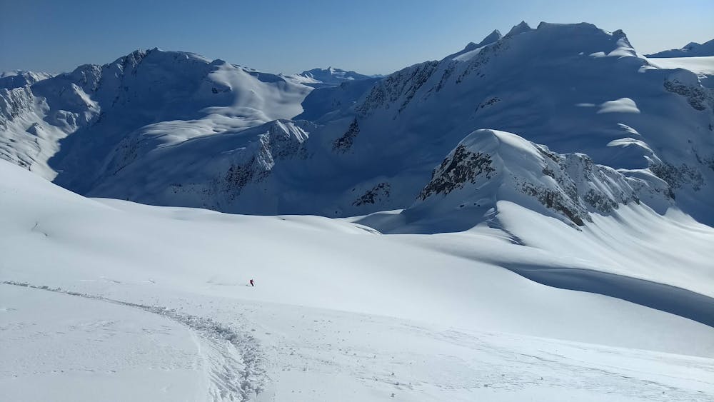 Freddy, skiing the Dismal Glacier in the Northern Selkirks