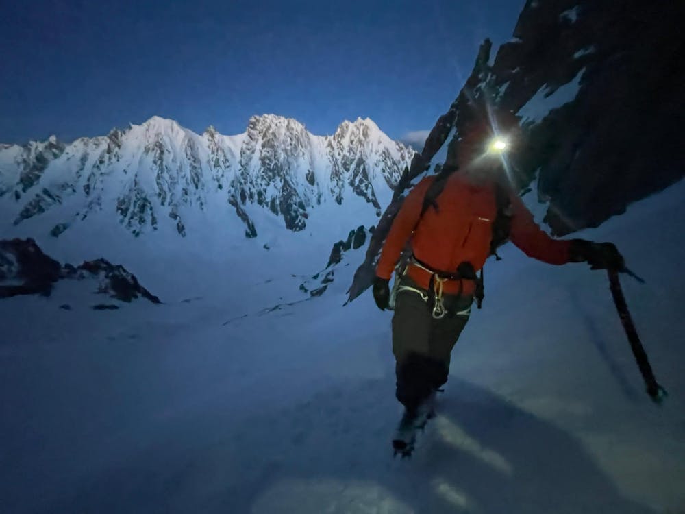 Photo from Aiguille d'Argentiere.Traverse couloir Y glacier Milieu