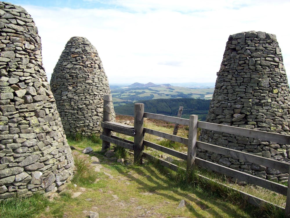The 3 Brethren cairns atop Yair Hill