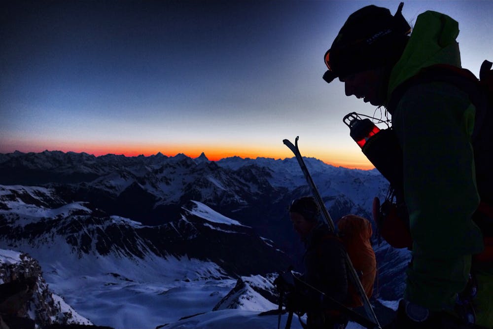 Dawn at the summit of Gran Sertz during the single push in 2015