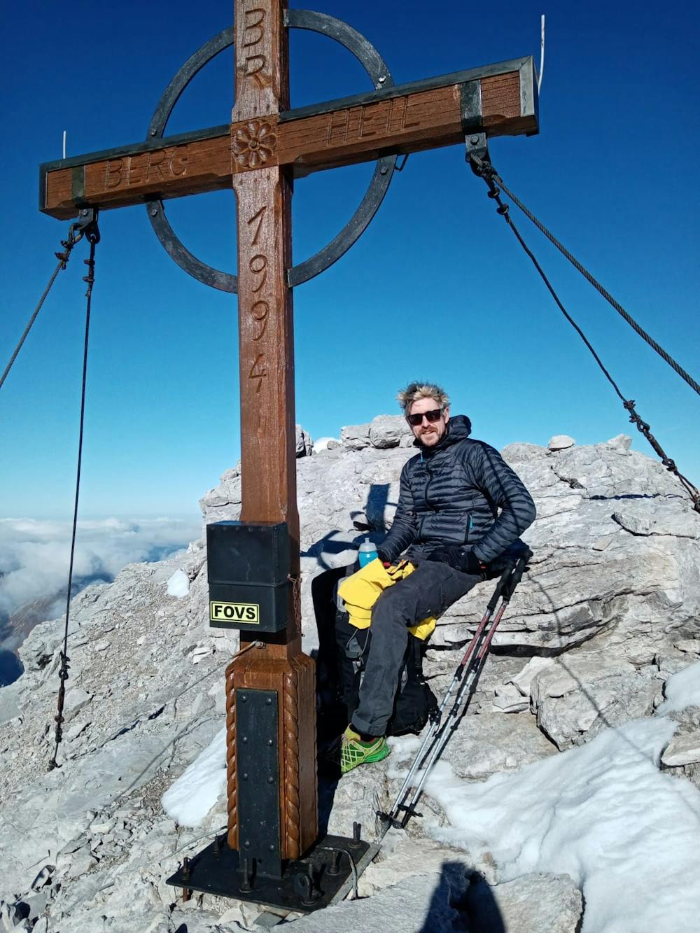 On the summit of the Dreizinkenspitze