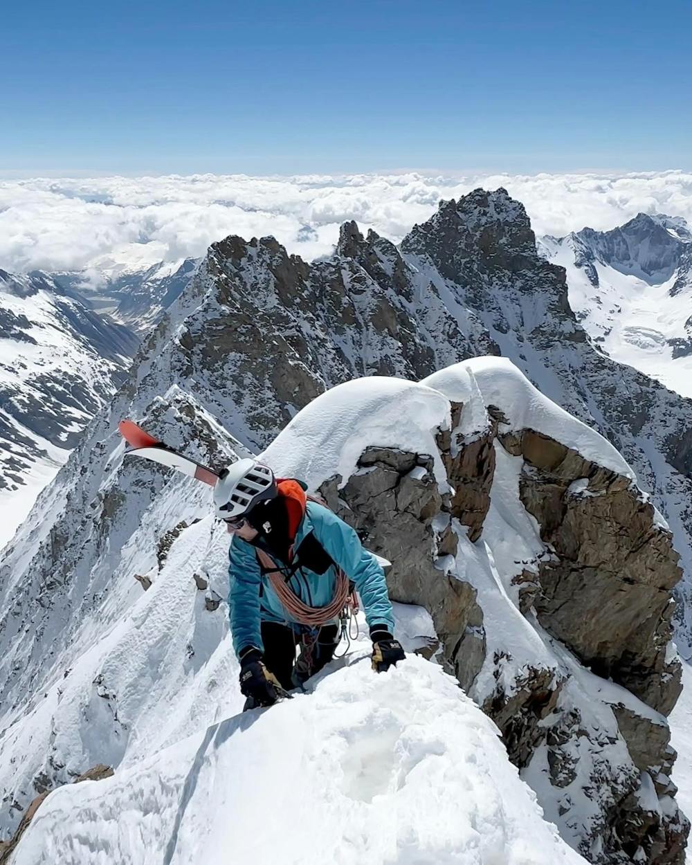 Photo from First Ski descent Schreckhorn 4078m Bernese Alps