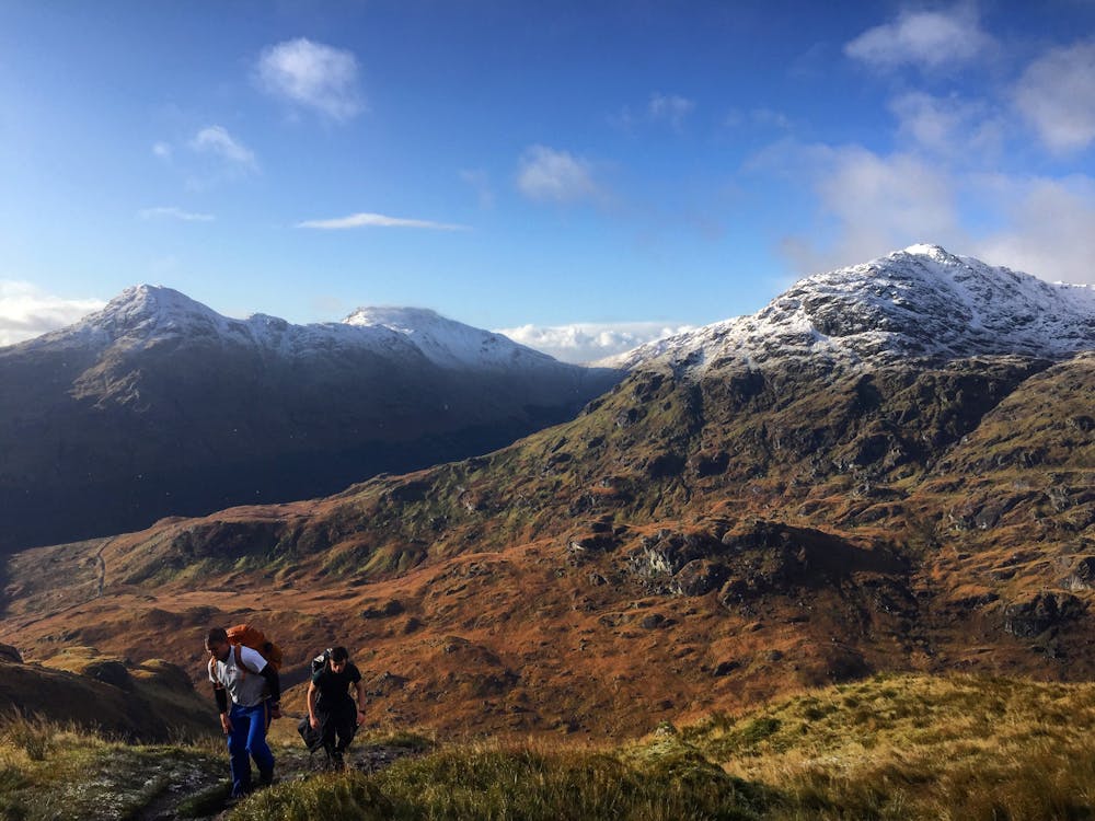 Magnifient views on the ascent of Ben Vane and surrounding Munros.