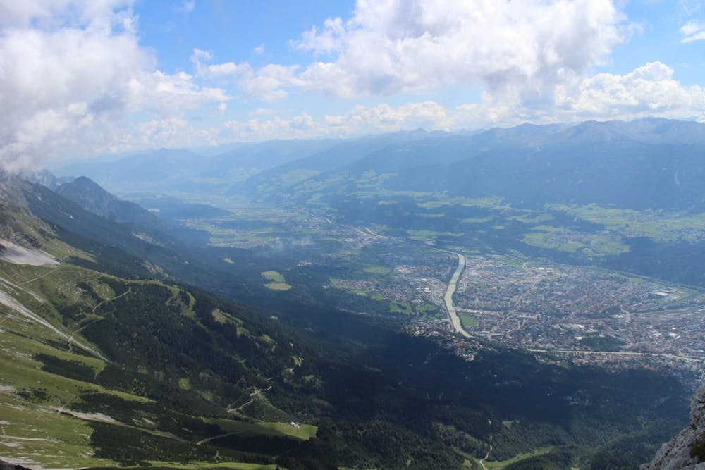Looking down on Innsbruck from high on the ridge