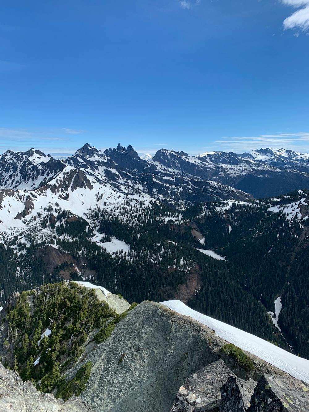 View north from the Hibox summit. Glacier Peak in the distance.