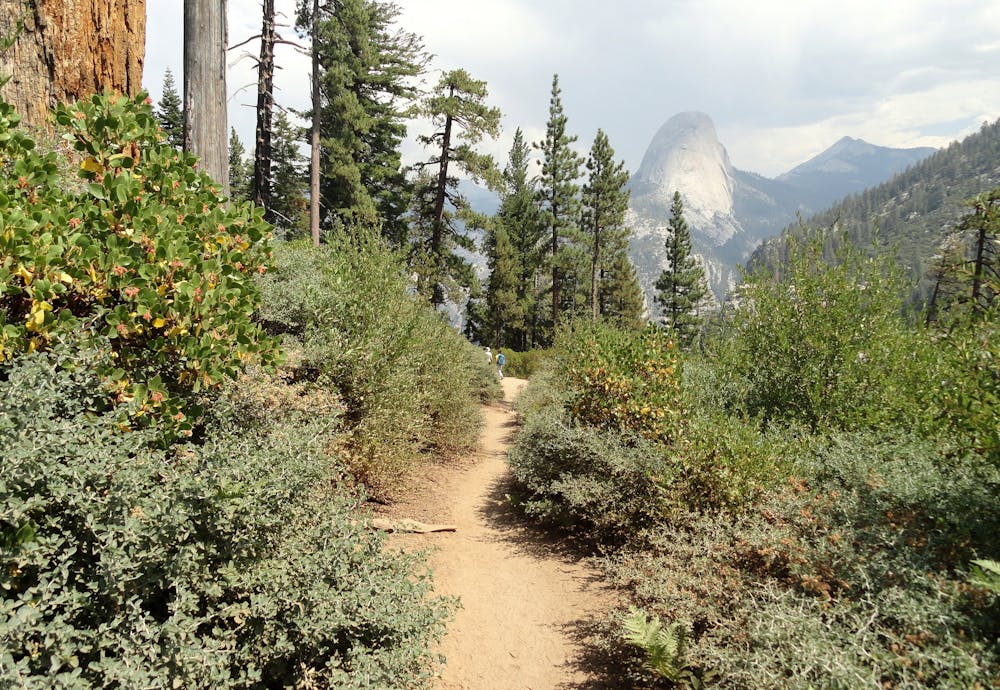 On the Panorama Trail, with Half Dome and Clouds Rest in the distance