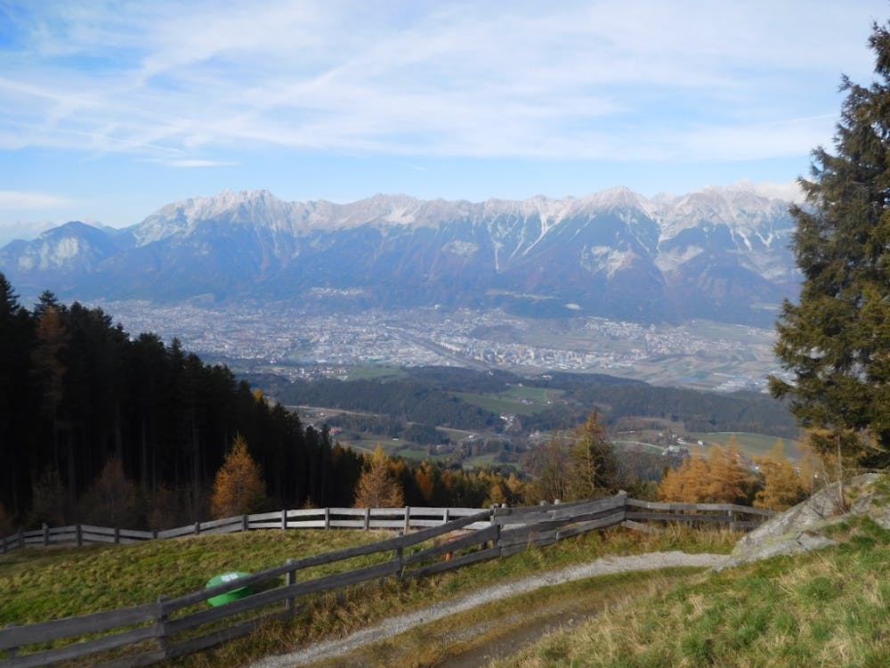 Beautiful views across Innsbruck city from midway along the ride