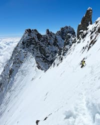 First Ski descent Schreckhorn 4078m Bernese Alps