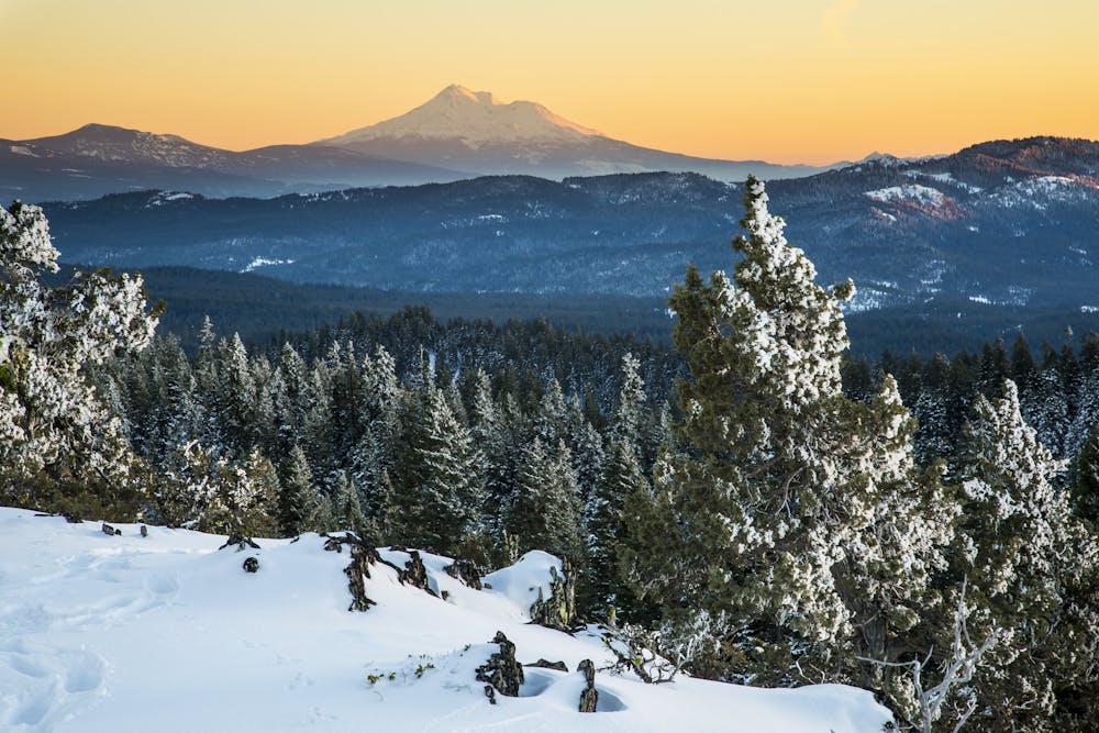 Gazing on California’s Mount Shasta in winter from southern Oregon.