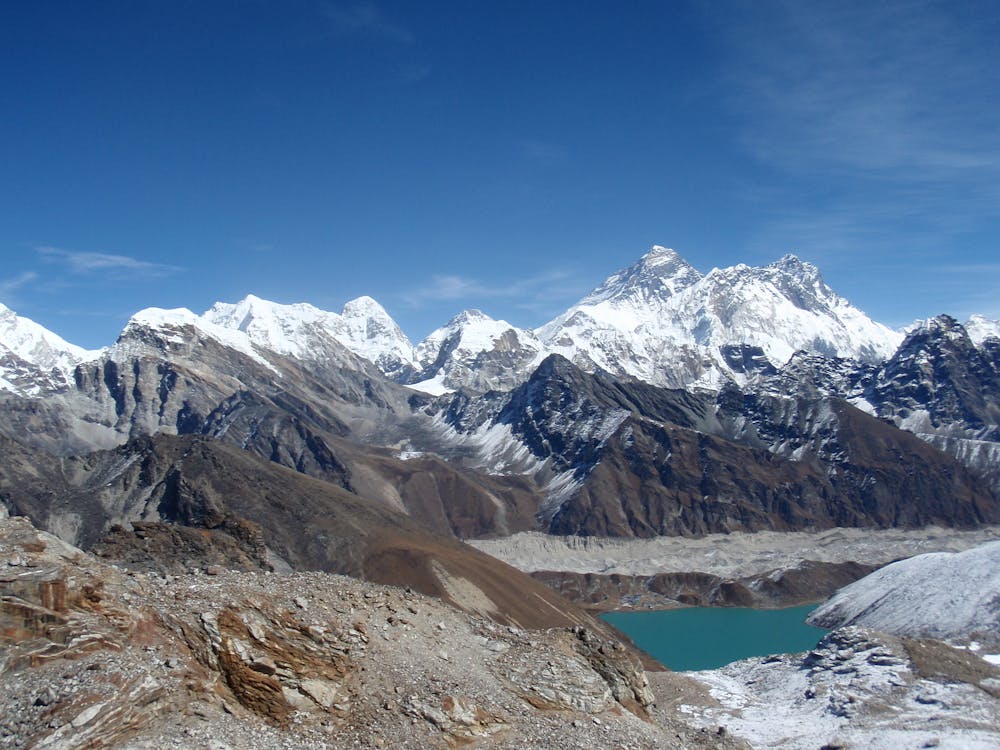Massive views across to Everest from the col