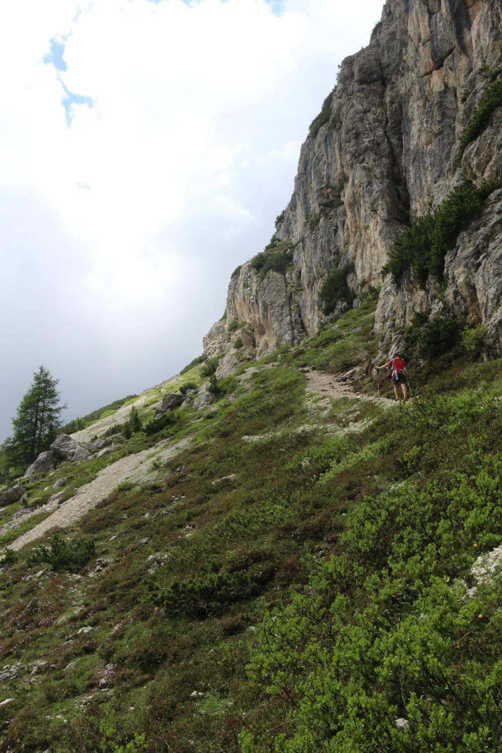 Traversing beneath the steep cliffs of the south-east face