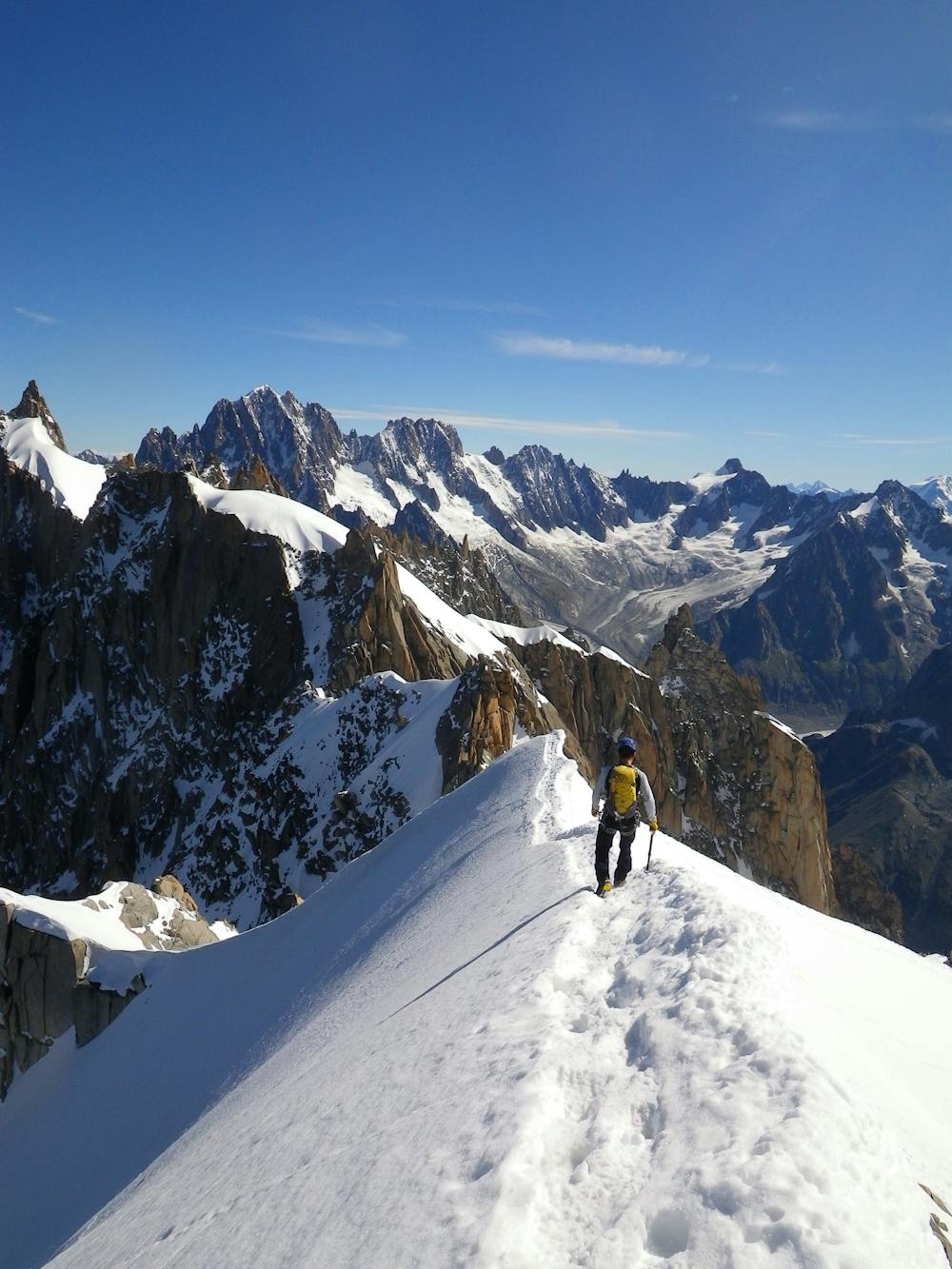 Beginning the route, just after the foot of the Aiguille du Midi arête.