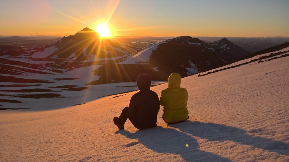 Midnight Sun On Top Of Mt Snæfell