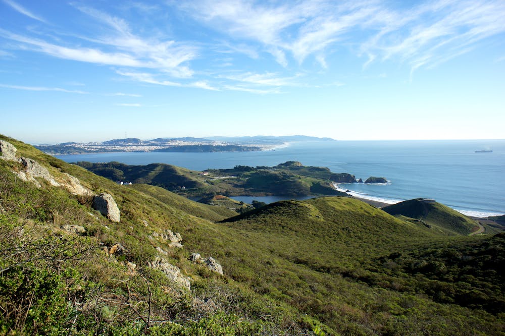 View of Rodeo Beach and San Francisco Bay from Wolf Ridge
