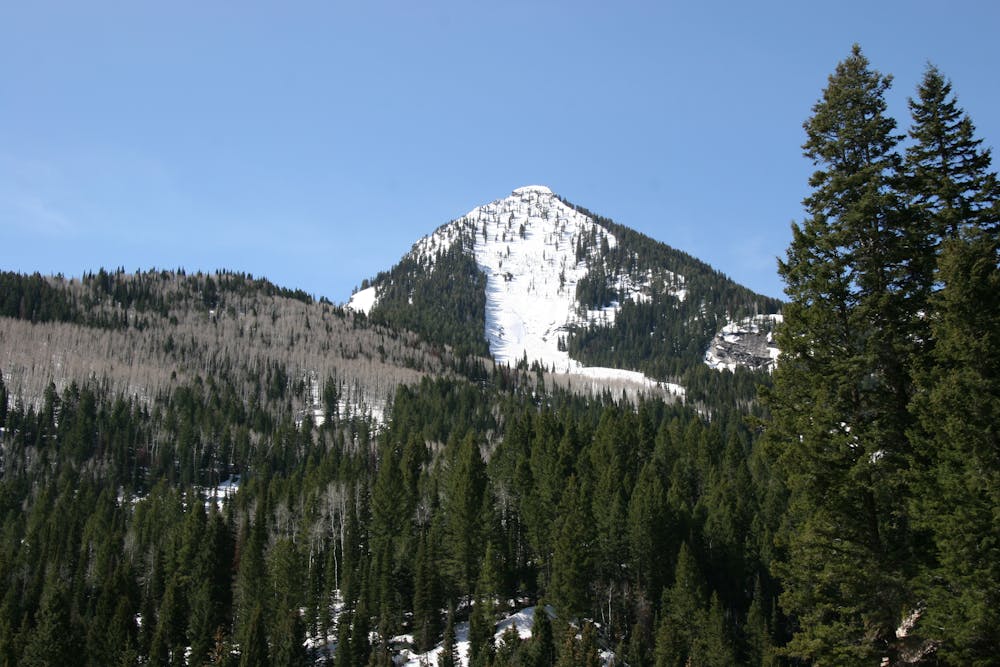 Kessler Peak, as seen from the trailhead of Butler Fork