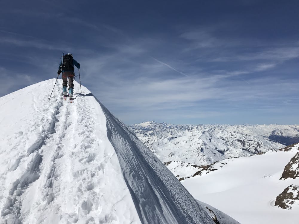 Nicoal Parkin approaching the summit of Punta Matteo