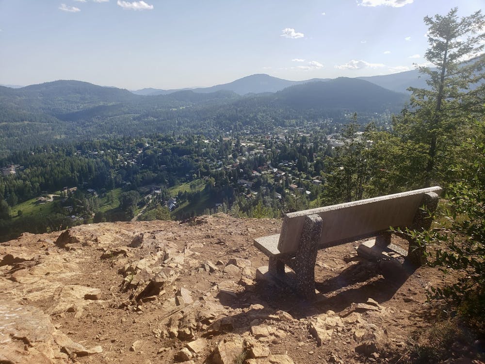 Looking down on Rossland from the summit