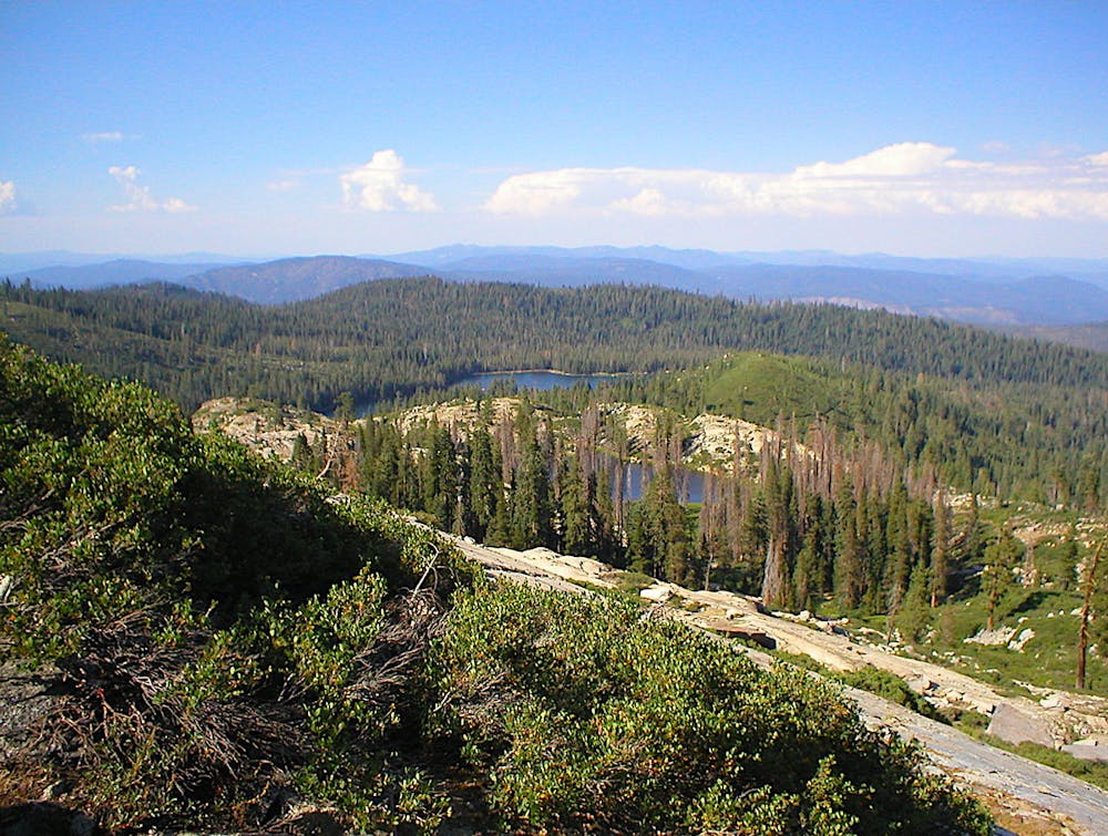 View of two lakes from above, before the fire.