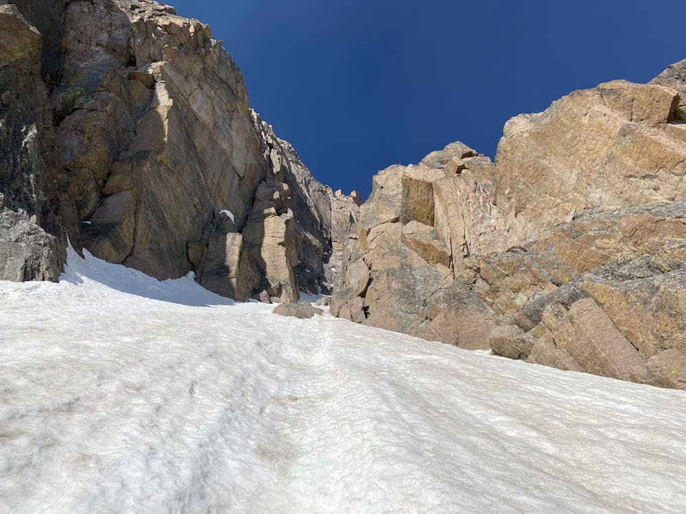 The base of the couloir, elevated 1000' off the deck.