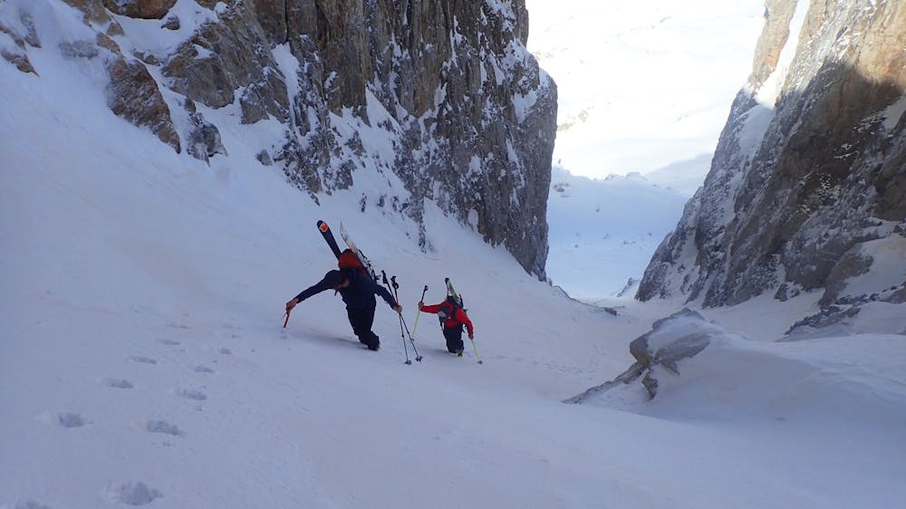 Booting up the north couloir 
