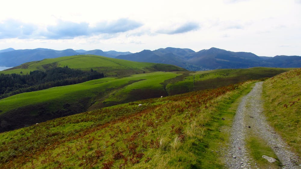 From the path around the flank of Lonscale Fell, the view to Latrigg