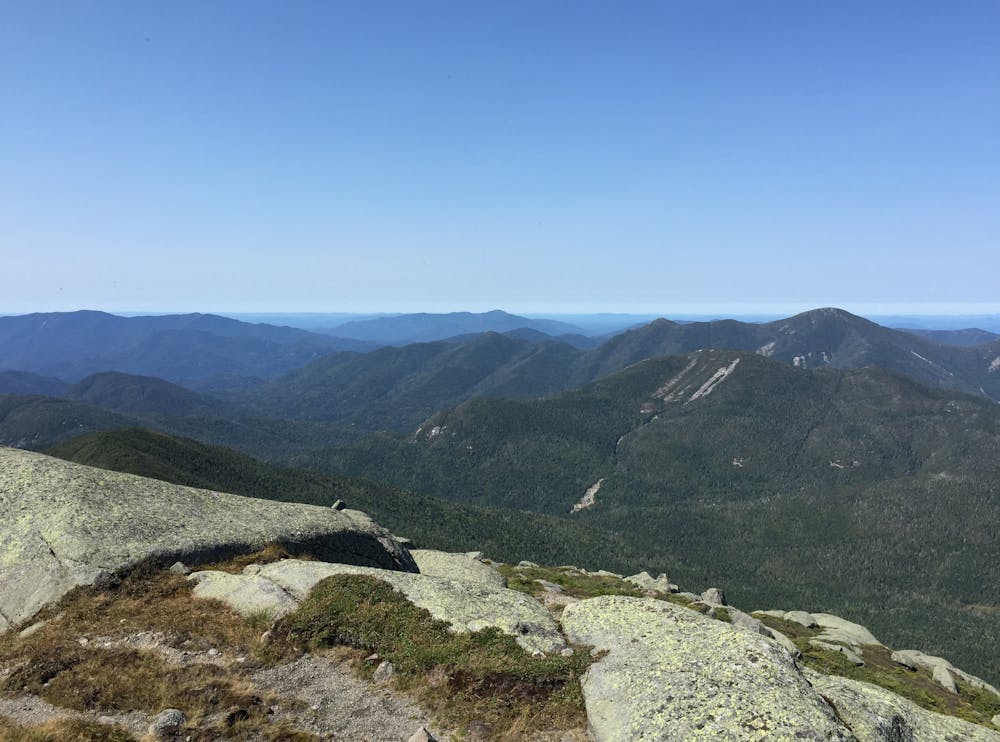 View west-northwest from the northwest side of the summit of Mount Marcy
