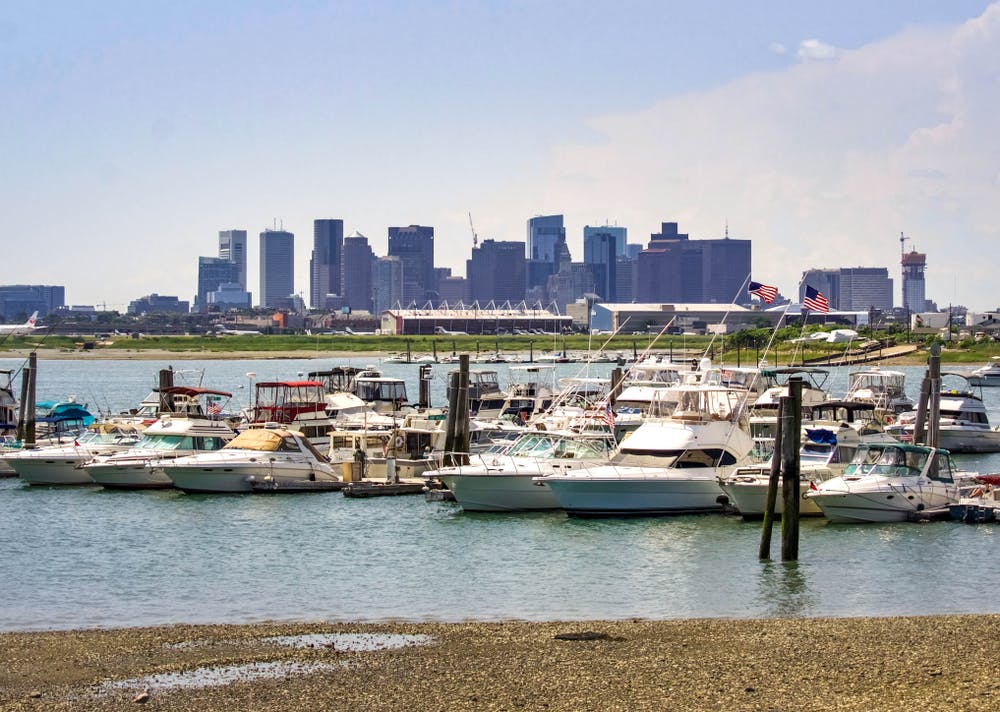 Boston city centre as seen from Constitution Beach